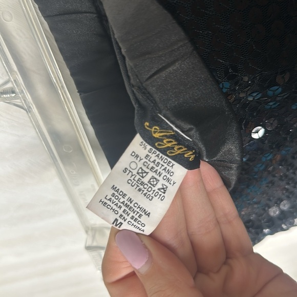 ❤️ AGGIE SEQUIN BANDEAU MINI DRESS Black Sequin dress medium - Picture 6 of 6